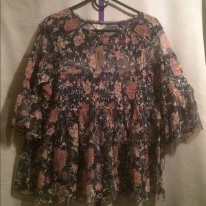 Belle Sky Floral Sheer Shirt